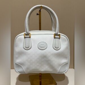Gucci White Vintage Micro GG Handbag